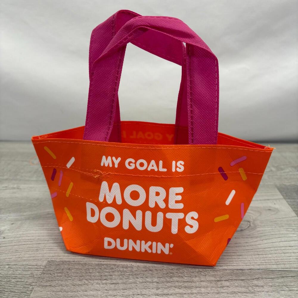 Dunkin Donuts Orange Donuts Mini Tote Bag - My Goal is More Donuts - Picture 14 of 16